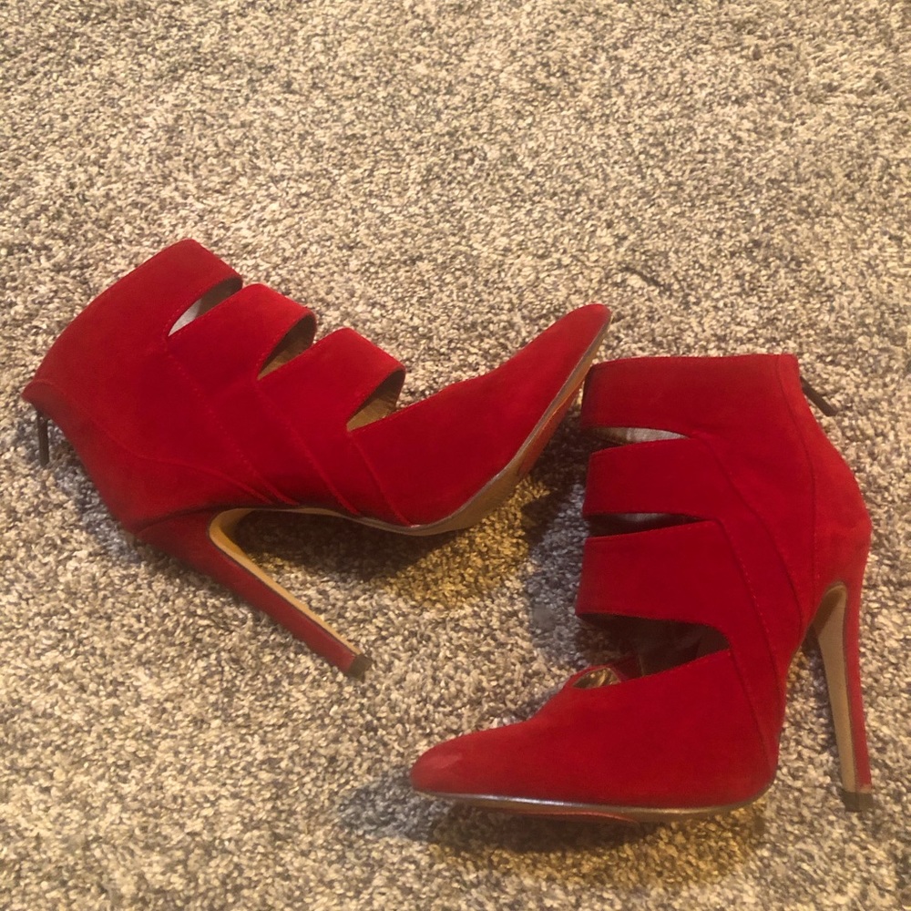 Michael Antonio- Cherry Red suede Ankle Boots